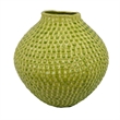 Benjara Evans Accent Vase- Embossed Textured Surface- Green Ceramic 14 Inch