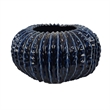 Benjara Harry Round Planter Vase- Textured Design- Blue Ceramic 13 Inch