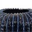 Benjara Harry Round Planter Vase- Textured Design- Blue Ceramic 13 Inch