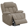 Benjara Limi Power Lift Recliner Chair- Camel Brown- USB Port- Cupholders