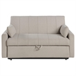 Benjara Porta Sleeper Sofa Bed- Latte Ivory Boucle Fabric- Full Size- 60 Inch
