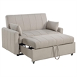 Benjara Porta Sleeper Sofa Bed- Latte Ivory Boucle Fabric- Full Size- 60 Inch