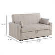 Benjara Porta Sleeper Sofa Bed- Latte Ivory Boucle Fabric- Full Size- 60 Inch