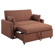 Benjara Porta Sleeper Sofa Full Bed- Copper Brown Boucle- Pillows- 60 Inch