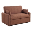 Benjara Porta Sleeper Sofa Full Bed- Copper Brown Boucle- Pillows- 60 Inch