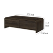 Benjara Maria Coffee Table- 2 Drawer and Waterfall Style- Brown Wood 47 Inch
