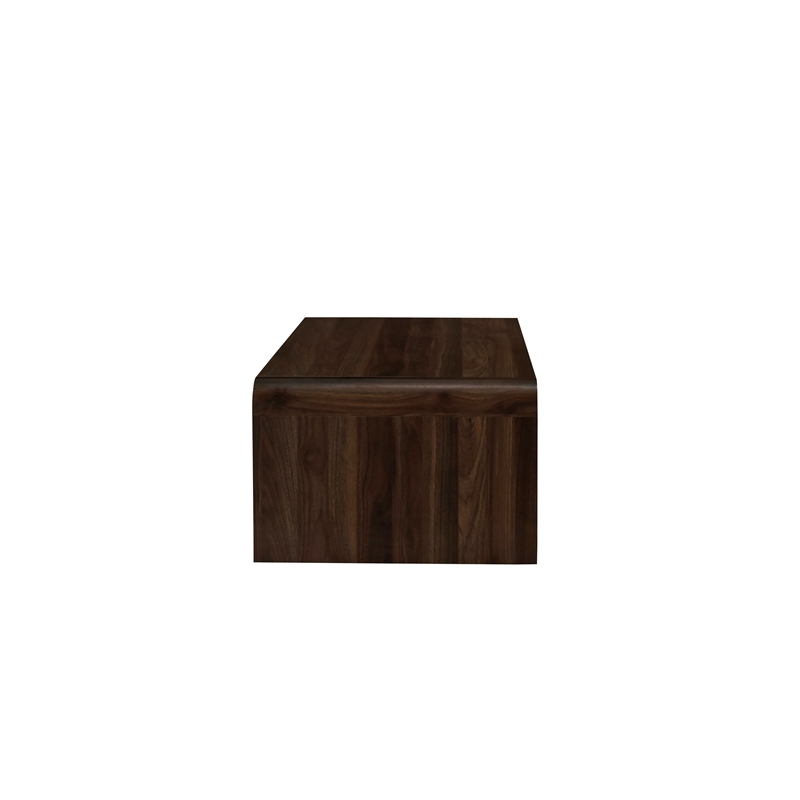 Benjara Maria Coffee Table- 2 Drawer and Waterfall Style- Brown Wood 47 Inch