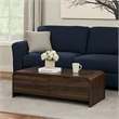 Benjara Maria Coffee Table- 2 Drawer and Waterfall Style- Brown Wood 47 Inch
