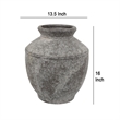 Benjara Accent Vase- Antique Brown Gray Ceramic- Modern Pot Shape- 16 Inch