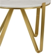 Benjara Glam Plant Stand Table- White Marble- Gold Metal Texture Legs- 25 Inch