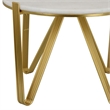 Benjara Glam Plant Stand Table- White Marble- Gold Metal Texture Legs- 25 Inch