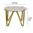 Benjara Glam Plant Stand Table- White Marble- Gold Metal Texture Legs- 25 Inch
