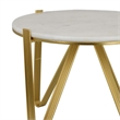 Benjara Glam Plant Stand Table- White Marble- Gold Metal Texture Legs- 25 Inch