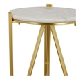 Benjara Glam Plant Stand Table- White Marble- Gold Metal Texture Legs- 20 Inch