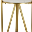 Benjara Glam Plant Stand Table- White Marble- Gold Metal Texture Legs- 20 Inch