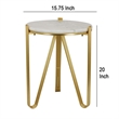 Benjara Glam Plant Stand Table- White Marble- Gold Metal Texture Legs- 20 Inch