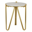Benjara Glam Plant Stand Table- White Marble- Gold Metal Texture Legs- 20 Inch
