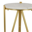 Benjara Glam Plant Stand Table- White Marble- Gold Metal Texture Legs- 20 Inch