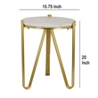 Benjara Glam Plant Stand Table- White Marble- Gold Metal Texture Legs- 20 Inch
