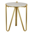 Benjara Glam Plant Stand Table- White Marble- Gold Metal Texture Legs- 20 Inch