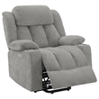 Benjara Limi Power Lift Recliner Chair- Light Gray- USB Port- Cupholders