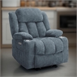 Benjara Limi Power Lift Recliner Chair- Slate Blue- USB Port- Cupholders