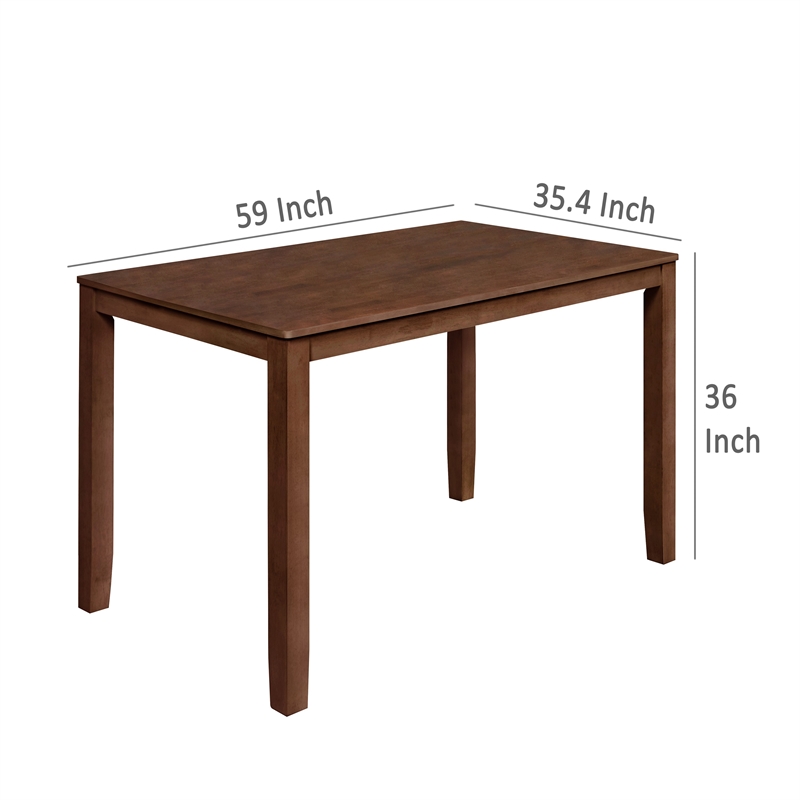 Benjara Accai Counter Height Dining Table- Angled Legs- Walnut Wood 59 Inch
