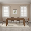 Benjara Enix Dining Table with Burnished Edges- Brown Solid Rubberwood 78 Inch