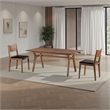 Benjara Thoi Dining Table- 71 Inch- Retro Angled Legs- Brown Solid Rubberwood