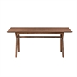Benjara Thoi Dining Table- 71 Inch- Retro Angled Legs- Brown Solid Rubberwood