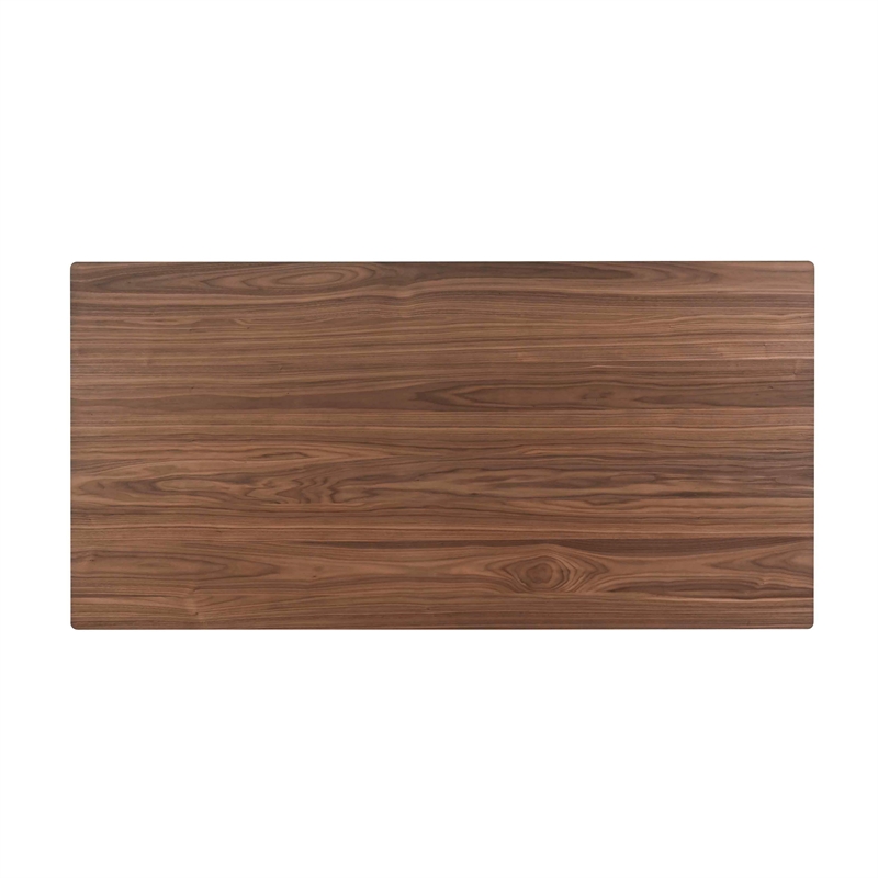 Benjara Thoi Dining Table- 71 Inch- Retro Angled Legs- Brown Solid Rubberwood