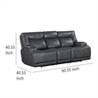 Benjara Tito Power Reclining Sofa- Gray- 91 Inch- Drop Down Tray- USB Port