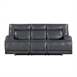 Benjara Tito Power Reclining Sofa- Gray- 91 Inch- Drop Down Tray- USB Port