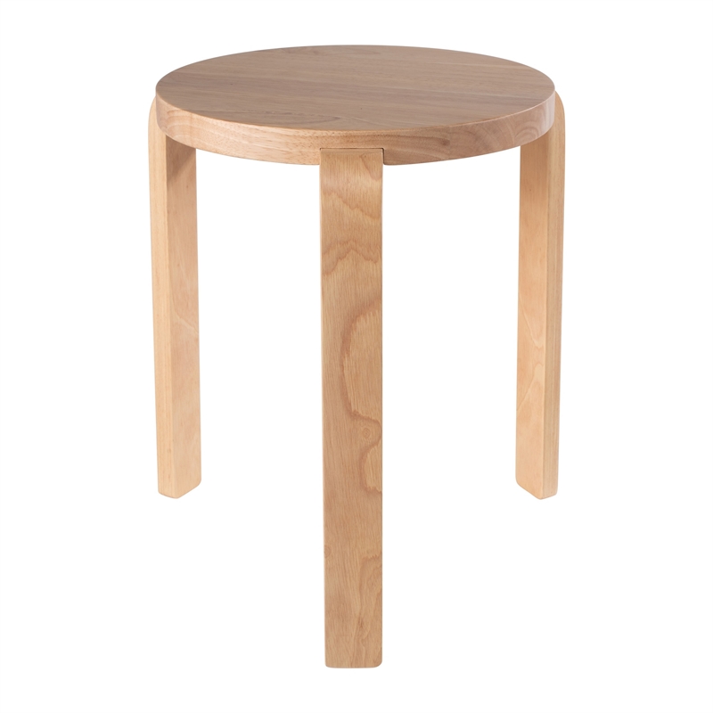 Benjara Mata Stacking Stool Ottoman (Set of 2)- Modern Blonde Oak Brown Wood