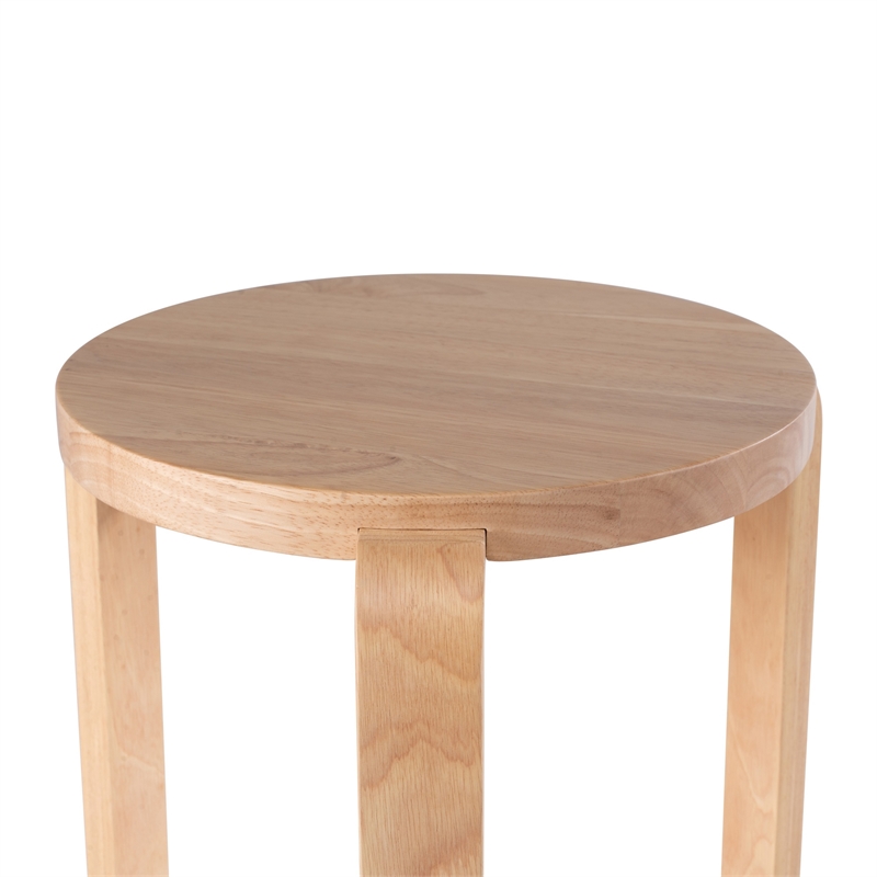 Benjara Mata Stacking Stool Ottoman (Set of 2)- Modern Blonde Oak Brown Wood