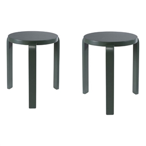 Benjara Mata Stacking Stool Ottoman (Set of 2)- Modern Spanish Moss Green