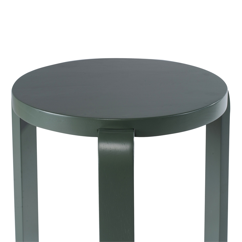 Benjara Mata Stacking Stool Ottoman (Set of 2)- Modern Spanish Moss Green