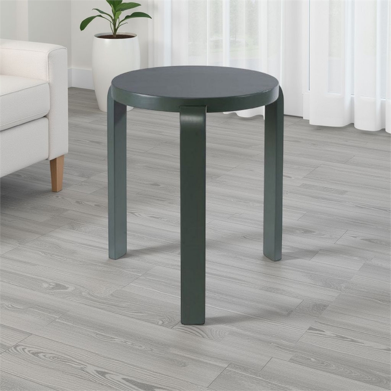 Benjara Mata Stacking Stool Ottoman (Set of 2)- Modern Spanish Moss Green