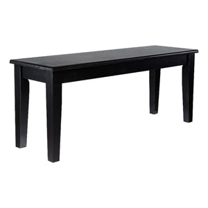 Benjara Dining Bench- Shaker Style- High Gloss Black Rubberwood- 44&quot