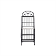 Benjara Cia 5 Tier Bakers Rack- Faux Marble Shelf- Black Metal Scrollwork