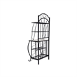 Benjara Cia 5 Tier Bakers Rack- Faux Marble Shelf- Black Metal Scrollwork
