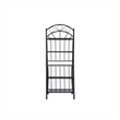 Benjara Cia 5 Tier Bakers Rack- Faux Marble Shelf- Black Metal Scrollwork