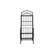 Benjara Cia 5 Tier Bakers Rack- Faux Marble Shelf- Black Metal Scrollwork