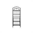 Benjara Cia 5 Tier Bakers Rack- Faux Marble Shelf- Black Metal Scrollwork