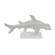 Benjara Shim Tabletop Decor- Shark Inspired Design Texture White Resin 21 Inch