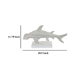 Benjara Shim Tabletop Decor- Shark Inspired Design Texture White Resin 21 Inch