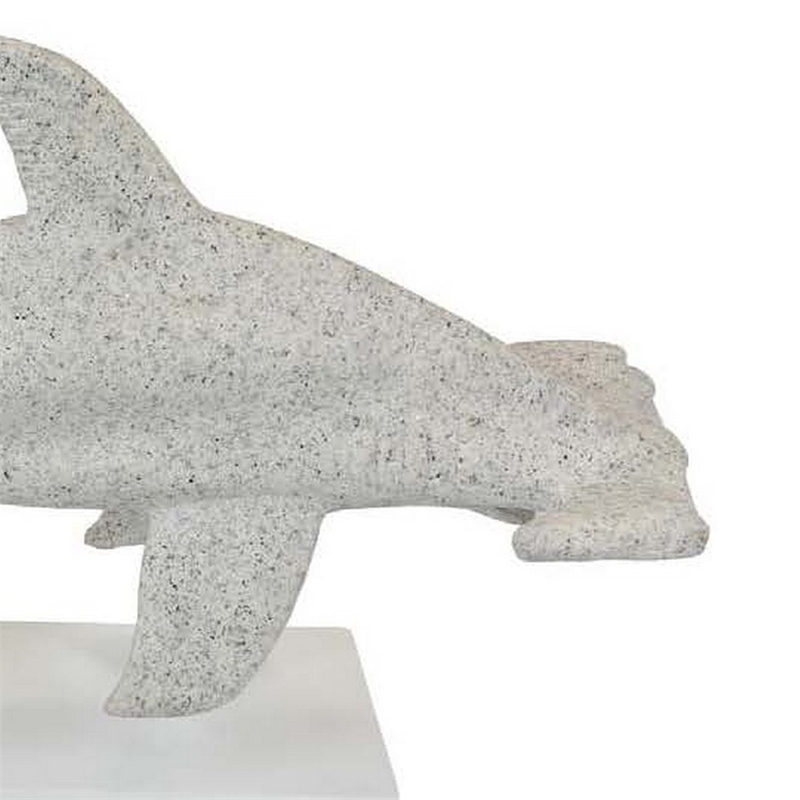 Benjara Shim Tabletop Decor- Shark Inspired Design Texture White Resin 21 Inch