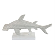 Benjara Shim Tabletop Decor- Shark Inspired Design Texture White Resin 21 Inch