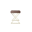 Benjara Ada Office Desk- 2 Drawers- Walnut Brown- Gold X Steel Legs- 47 Inch