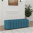 Benjara Sanna Accent Bench- Modern Channel Tufted Peacock Blue- 54 Inch